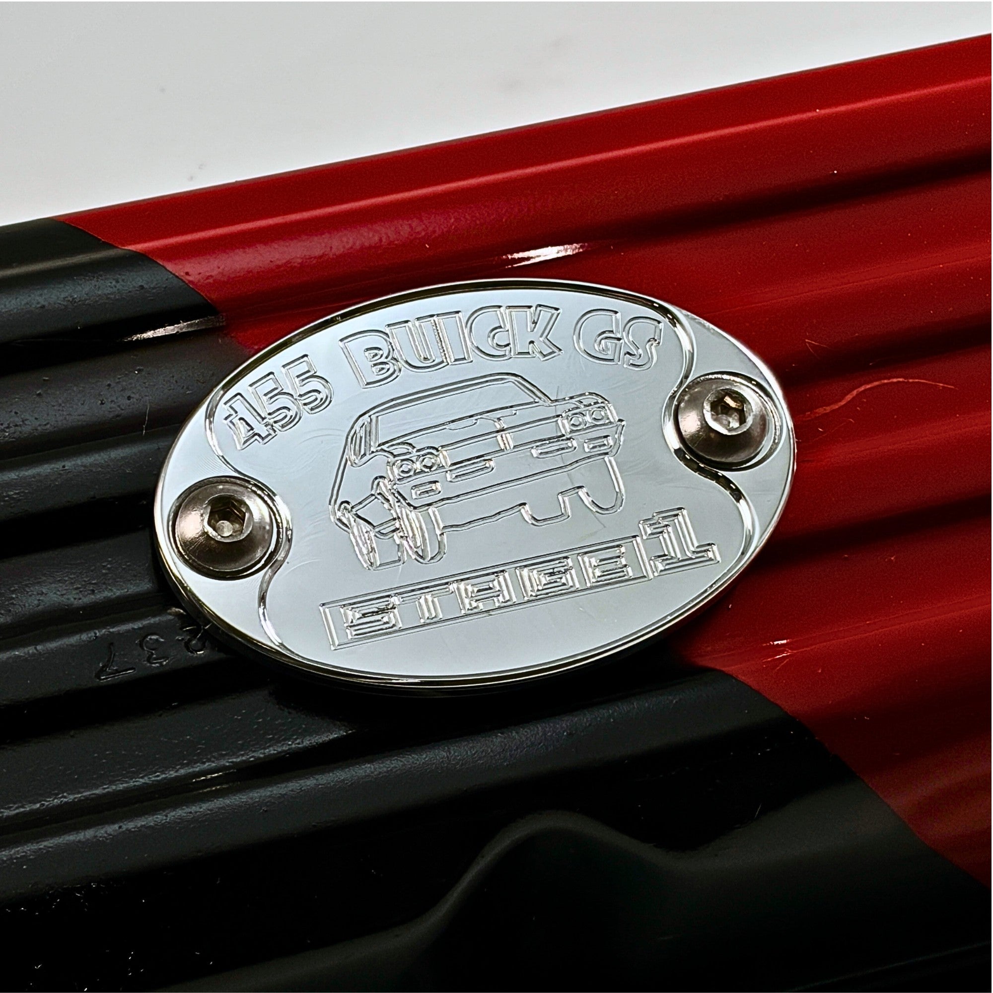 Mad4Metal Buick GS 455 Stufe 1 Billet Aluminium Abzeichen Ventil Abdeckung USA