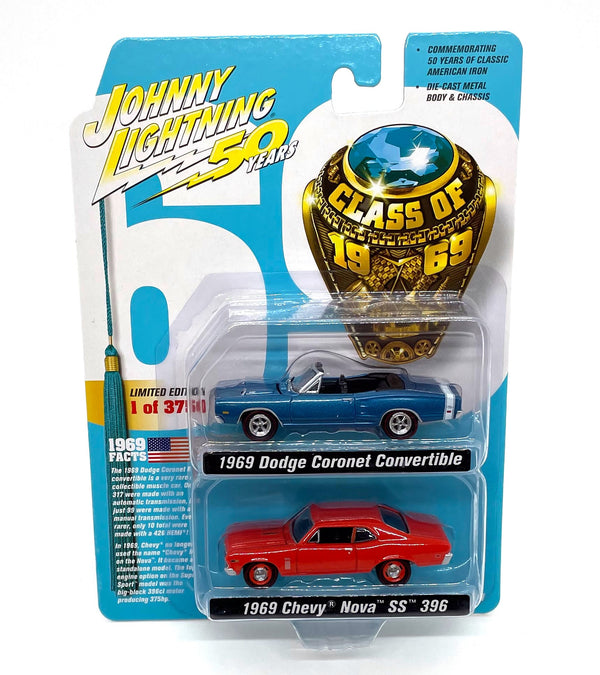 Johnny Lightning Cars 1 64 1969 Dodge Coronet 1969 Chevy Nova Klasse von 69