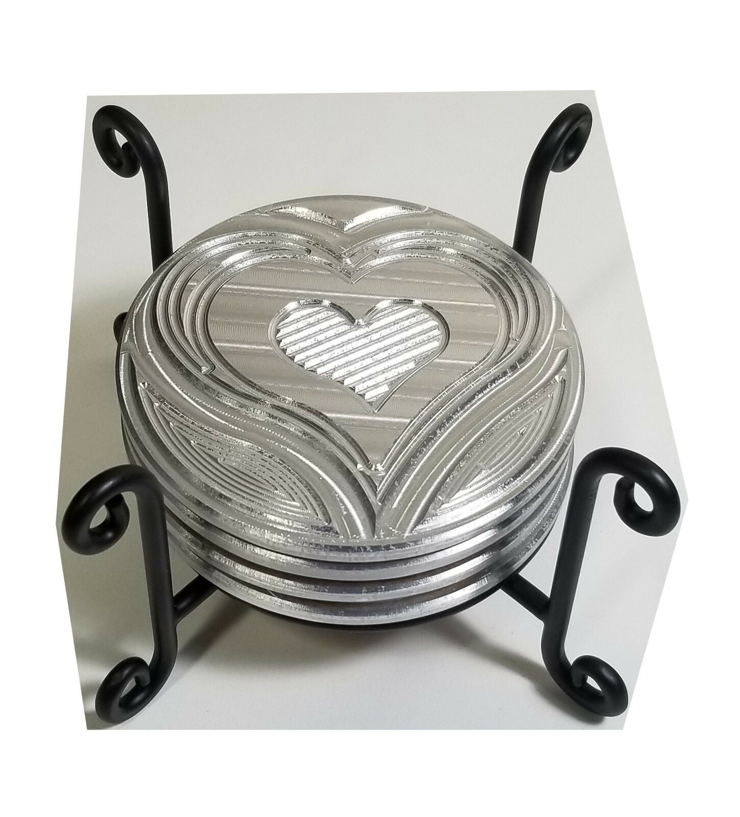 Wire Coaster Holder, Bronze, 4 Post Heavy Wire Scroll für 4' Round Coasters