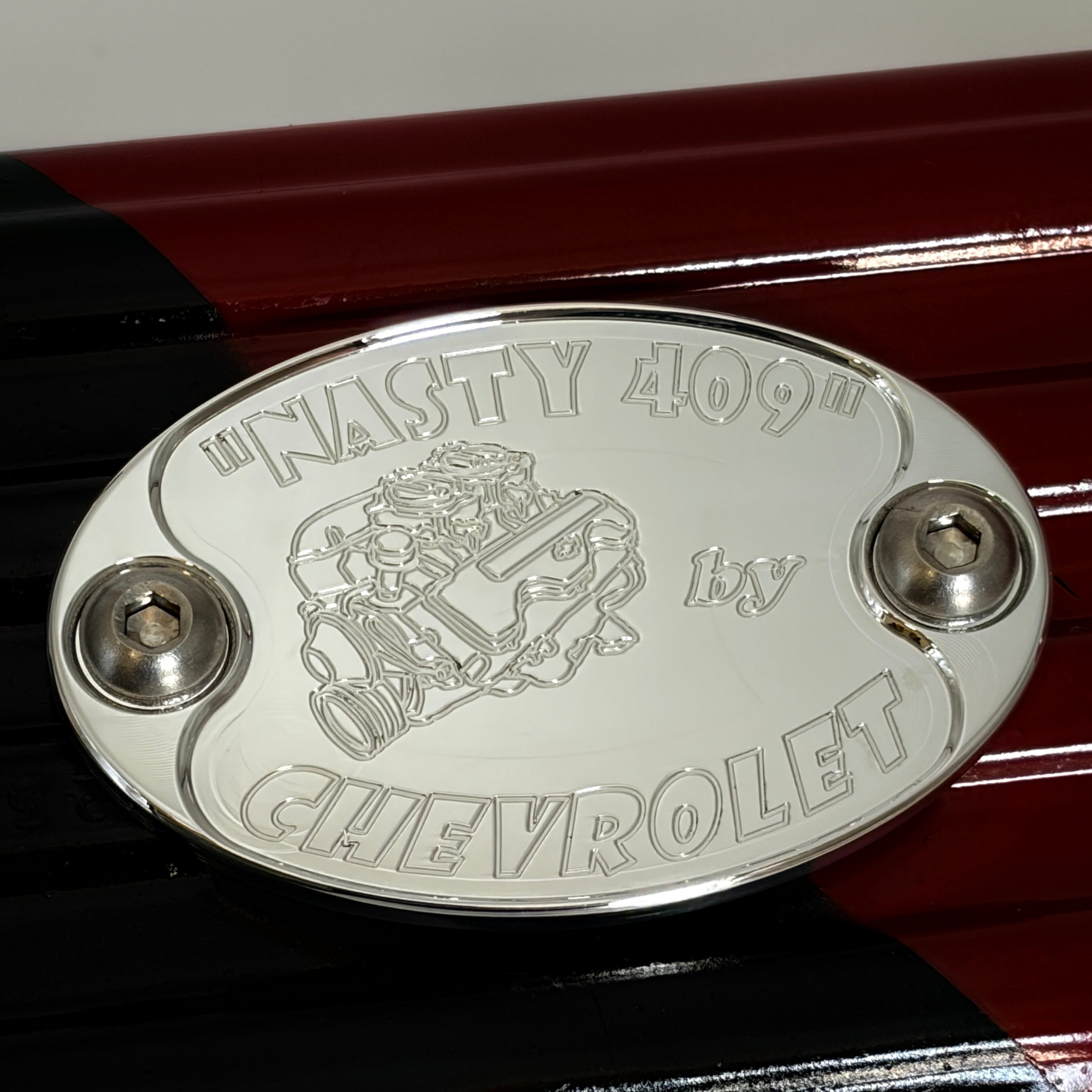 Mad4Metal Nasty 409 von Chevy Billet Aluminium Abzeichen Ventil Abdeckung USA