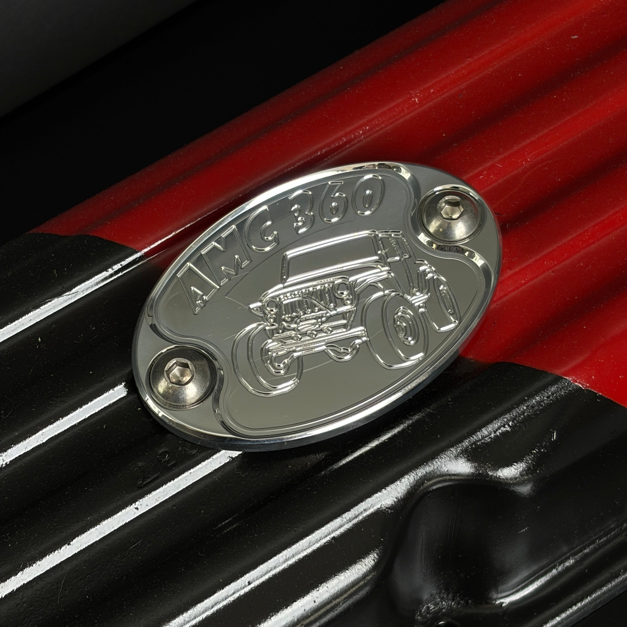 Mad4Metal Jeep AMC 360 V8 Billet Aluminium Badge CNC Machined USA