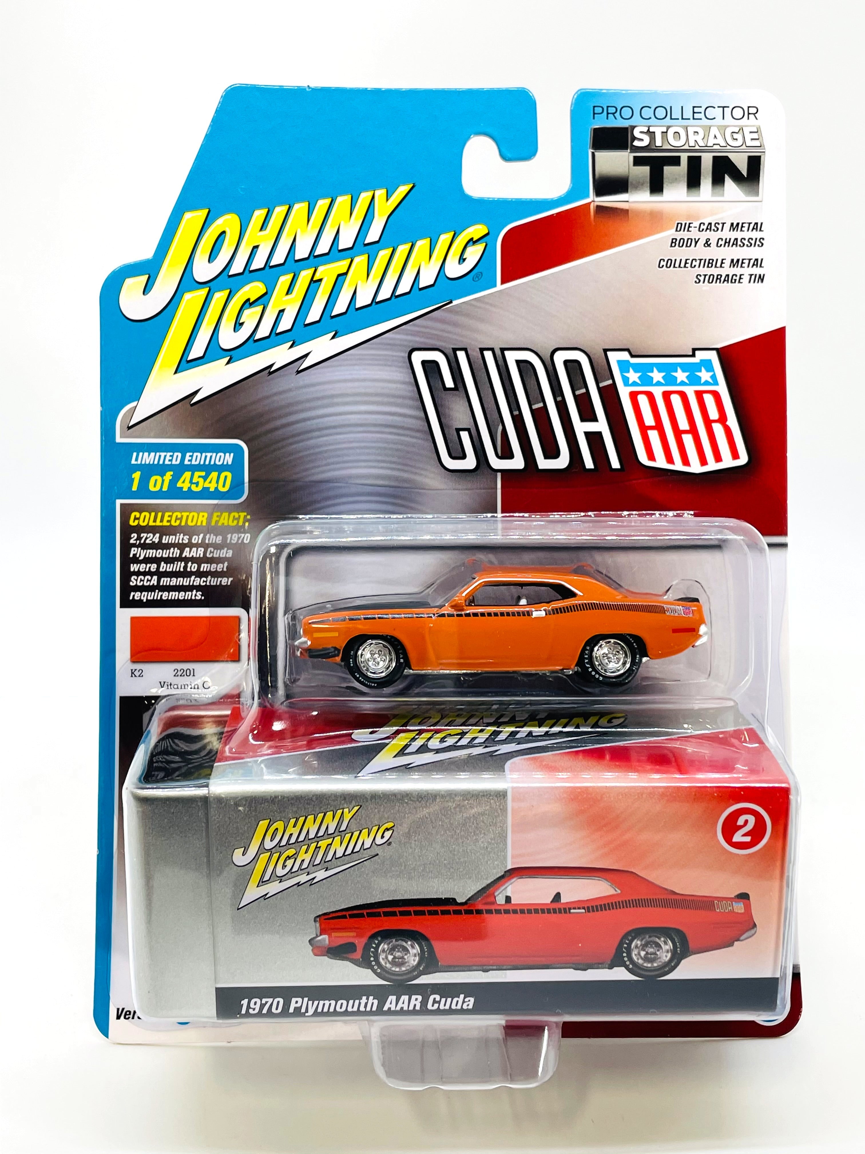 1970 Plymouth AAR Cuda Johnny Lightning Collector Lagerung Zinn R3 Vitamin C Orange Die Cast Car 1:64