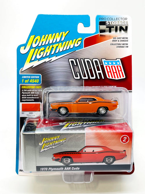 1970 Plymouth AAR Cuda Johnny Lightning Collector Lagerung Zinn R3 Vitamin C Orange Die Cast Car 1:64