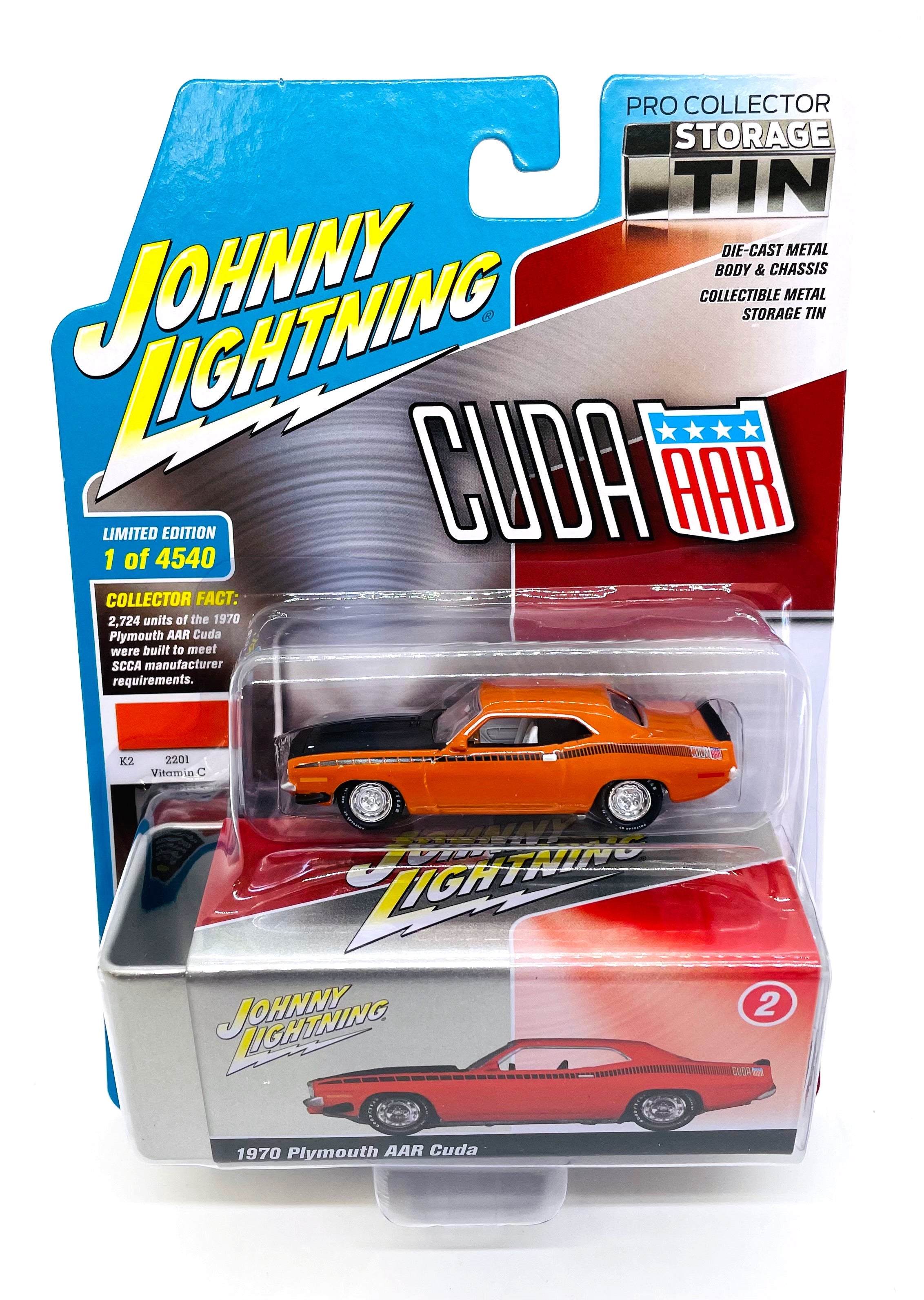 1970 Plymouth AAR Cuda Johnny Lightning Collector Lagerung Zinn R3 Vitamin C Orange Die Cast Car 1:64