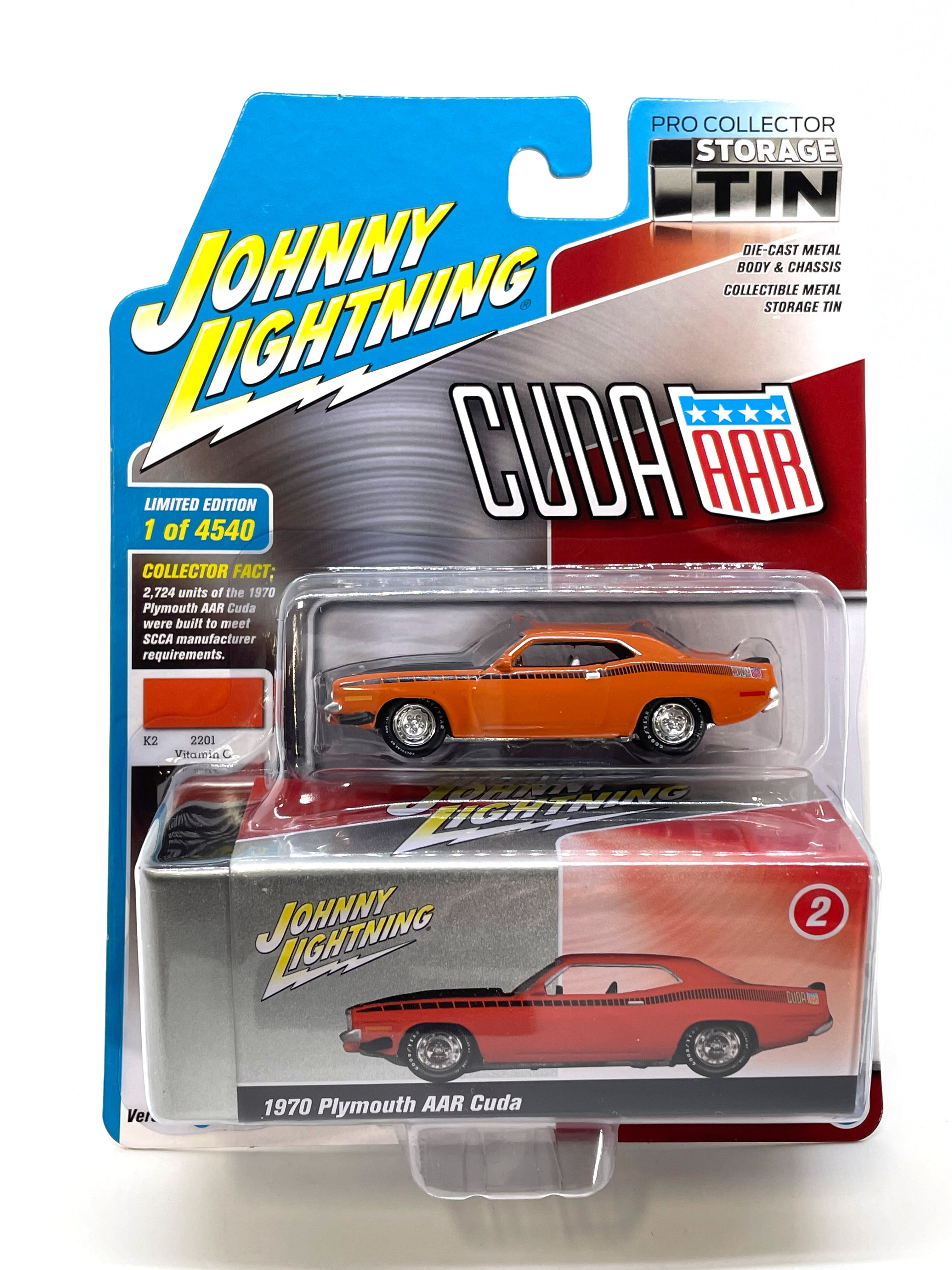 1970 Plymouth AAR Cuda Johnny Lightning Collector Lagerung Zinn R3 Vitamin C Orange Die Cast Car 1:64