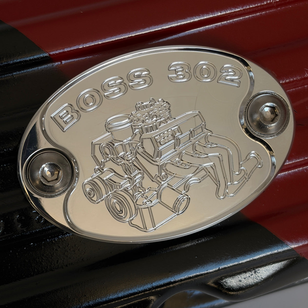 Mad4Metal Ford Boss 302 Billet Aluminium Abzeichen Ventilabdeckung Motor USA