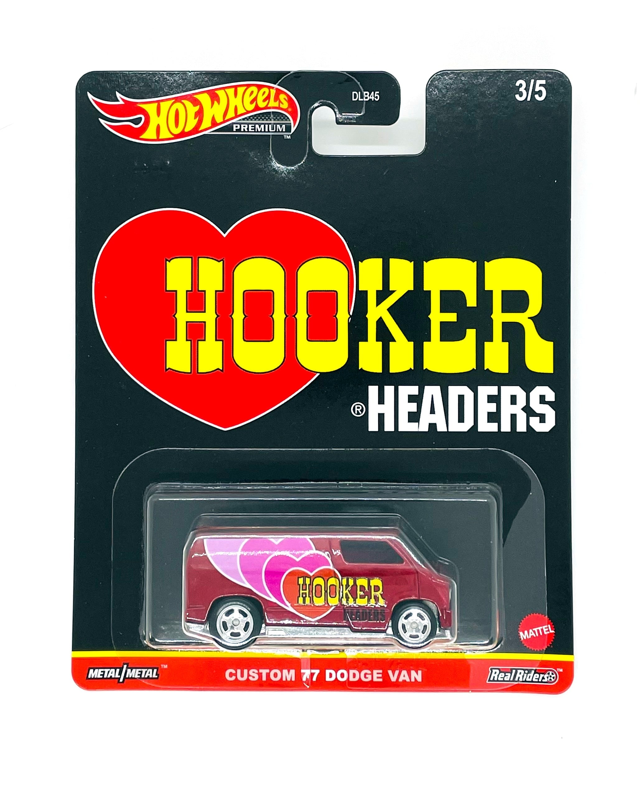 1977 Dodge Van Hooker Headers Hot Wheels Premium Custom Red Rubber Reifen 1:64