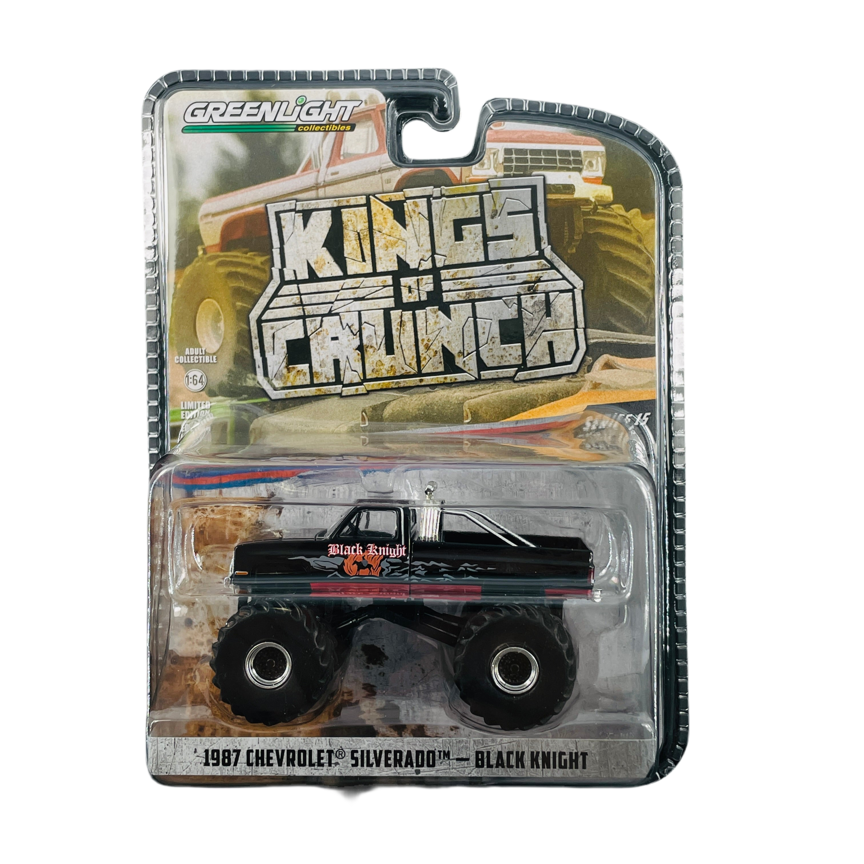 Greenlight 1 64 Diecast 1987 Chevrolet Silverado Black Knight Kings of Crunch
