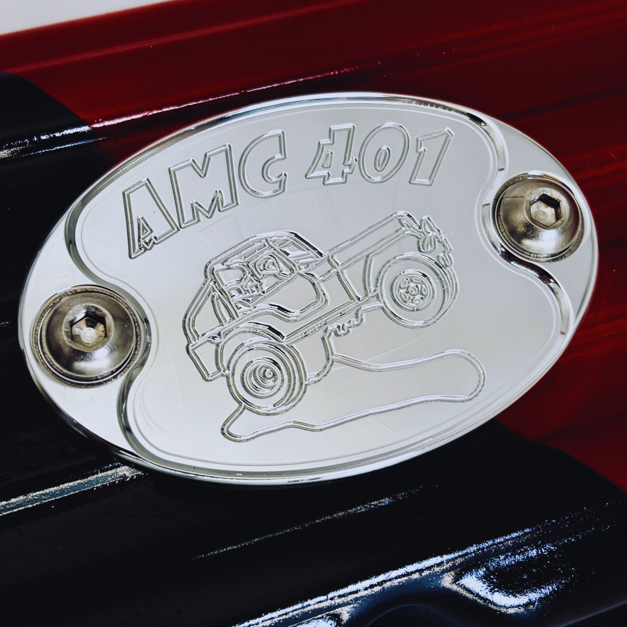 Mad4Metal Jeep CJ5 CJ7 AMC 401 Billet Aluminium Badge CNC USA