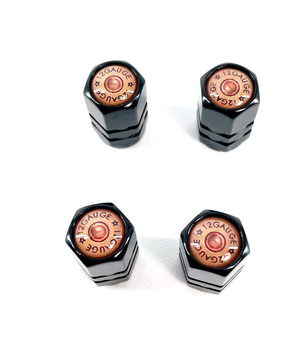 Set von 4 Black Anodized Machined Aluminium Valve Stem Caps 12 Gauge Reifenluftventil