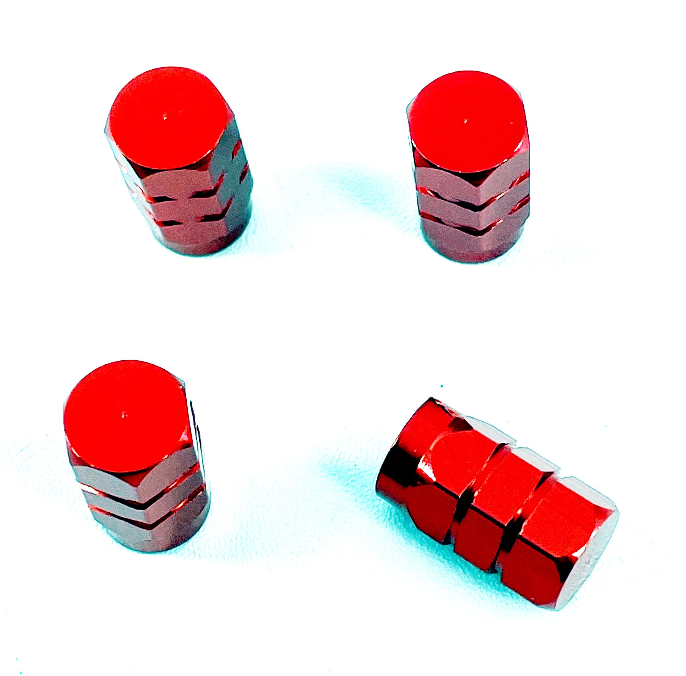 Set von 4 rot eloxierten bearbeiteten Aluminiumventil-Stemkappen Reifenluftventilabdeckungen