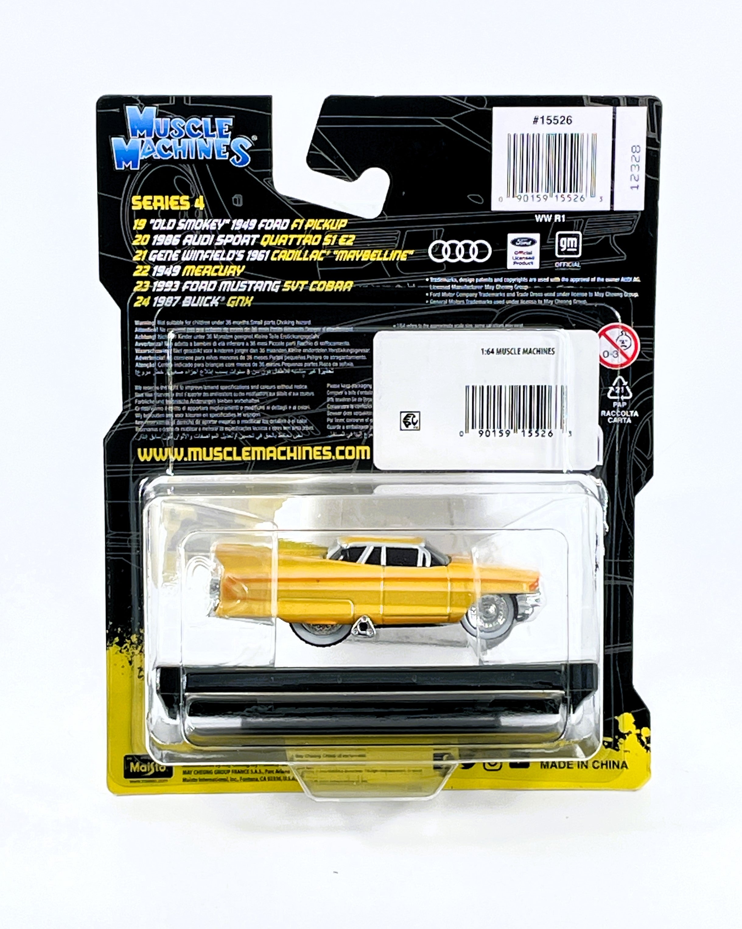 Muscle Machines Gene Winfields 1961 Cadillac Maybelline Yellow Die Cast 1:64