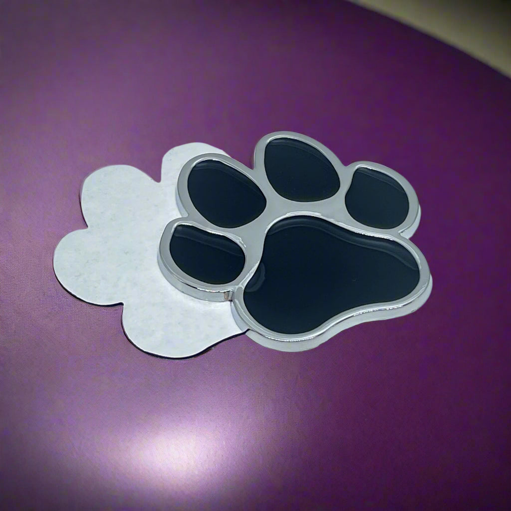 3D Chrome Dog Paw Print Car Decal - Metallic Pet Emblem für Fahrzeuge und Motorräder