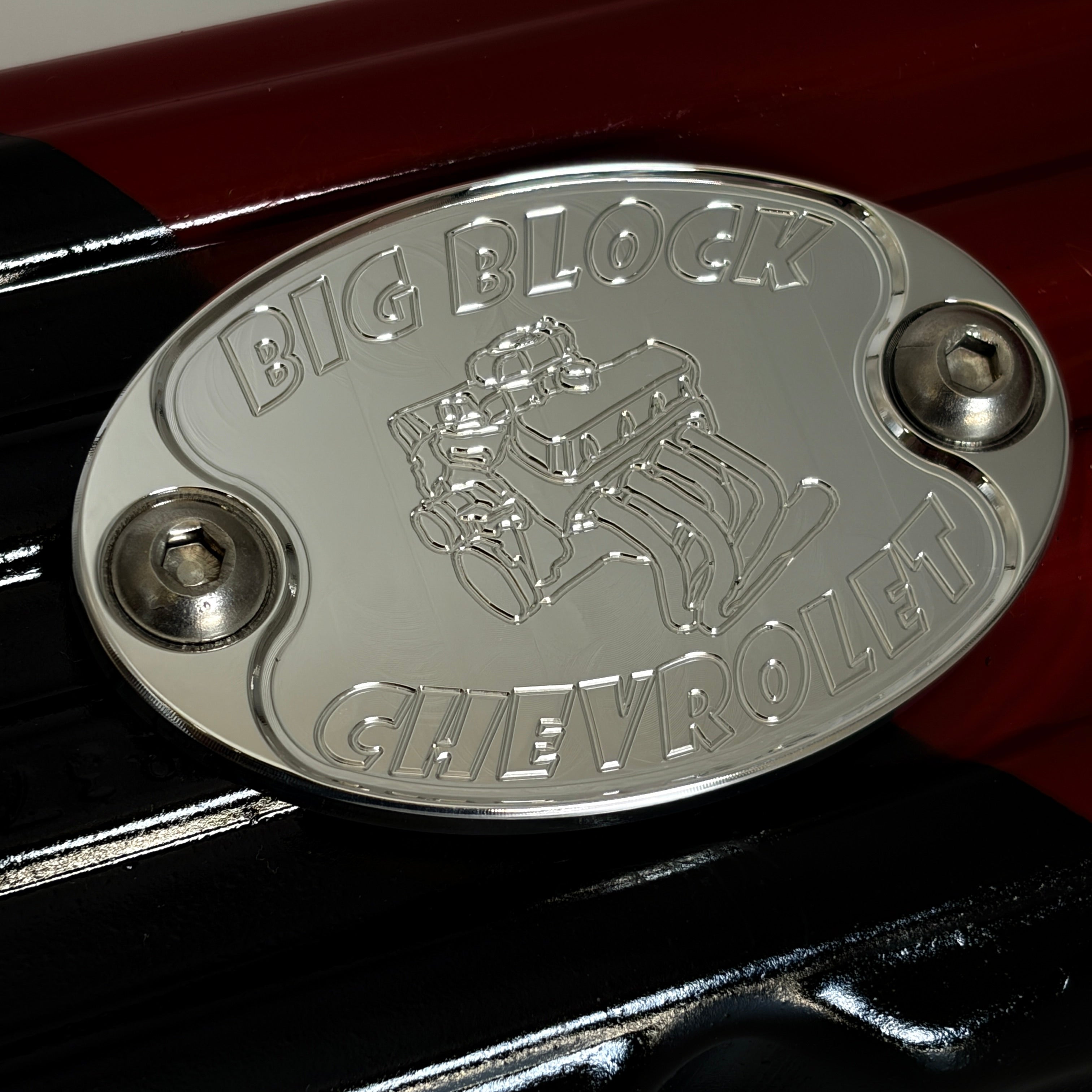 Mad4Metal Big Block Chevy Badge Billet Aluminium CNC Machined USA