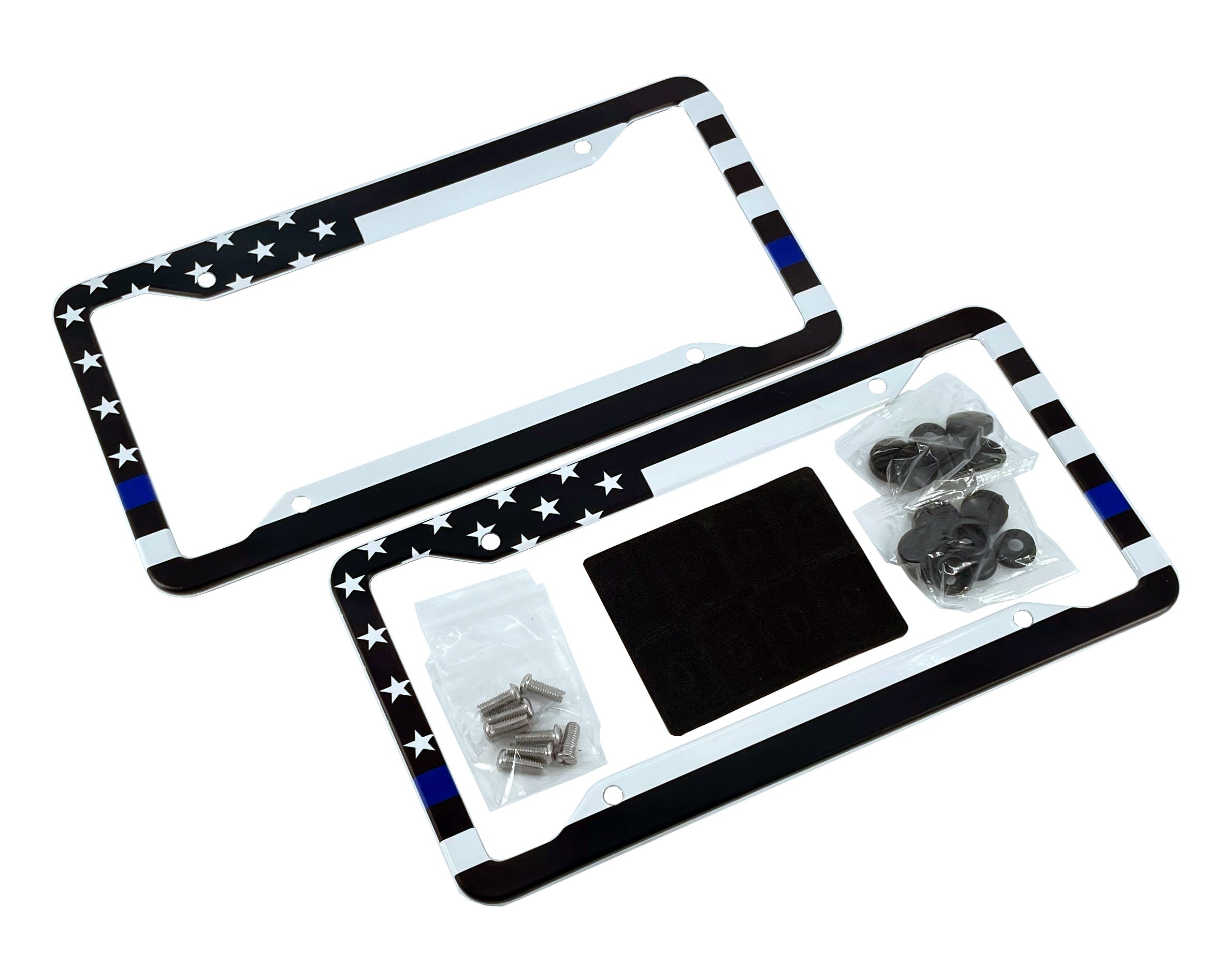 Premium American Flag Metal License Plate Frame - Patriotisches Autozubehör - Set