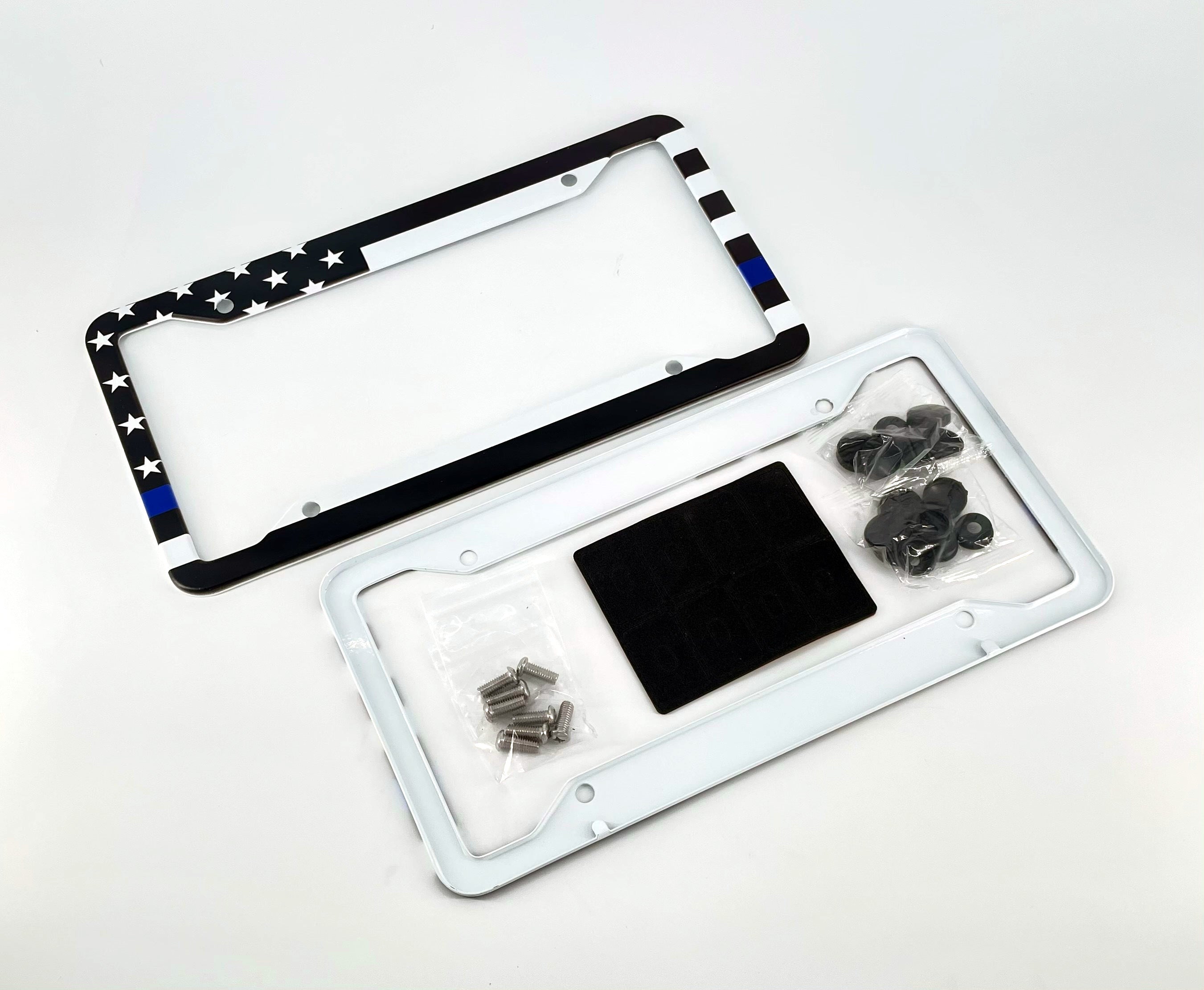 Premium American Flag Metal License Plate Frame - Patriotisches Autozubehör - Set