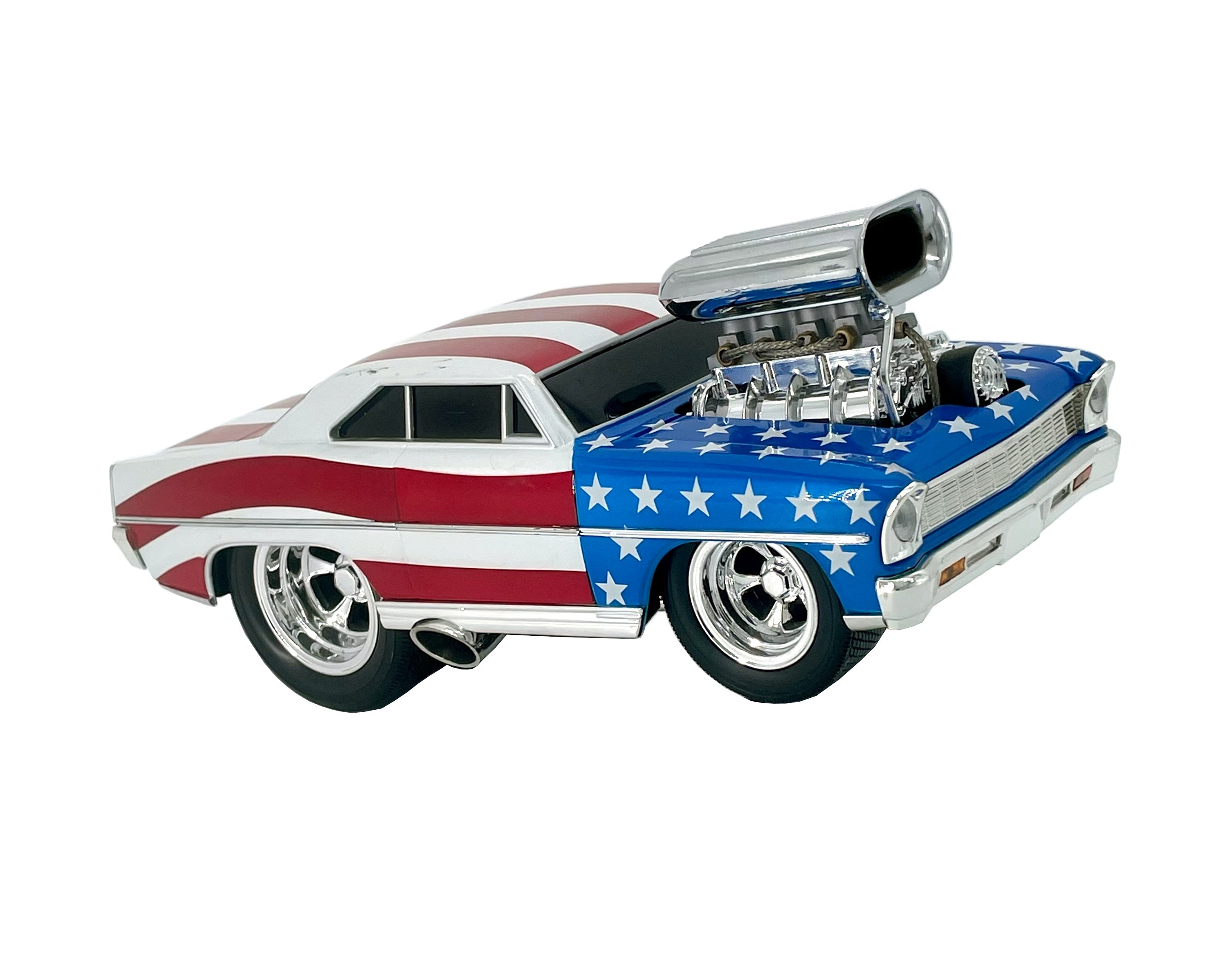 1966 Chevy Nova Muscle Machines Stars & Stripes 1:18 Maßstab Diecast Car - Sammlerstück