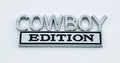 Cowboy Edition Metal Badge - 3' x 1-1/4' Chrome Auto Emblem - Car Accessory
