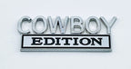 Cowboy Edition Metal Badge - 3' x 1-1/4' Chrome Auto Emblem - Car Accessory