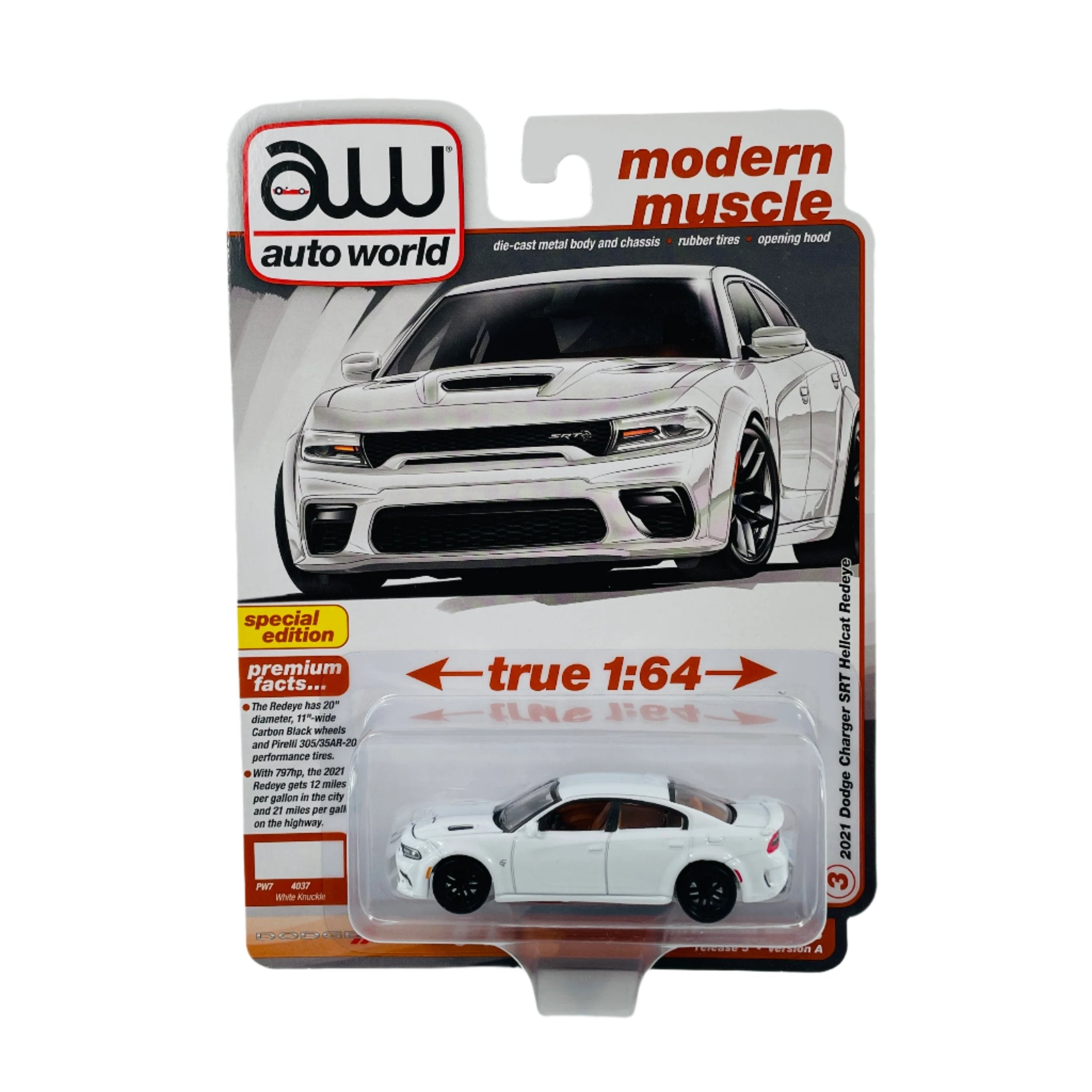 2021 Dodge Charger SRT Hellcat Redeye 1/64 Diecast Car von Autoworld R5 Series A