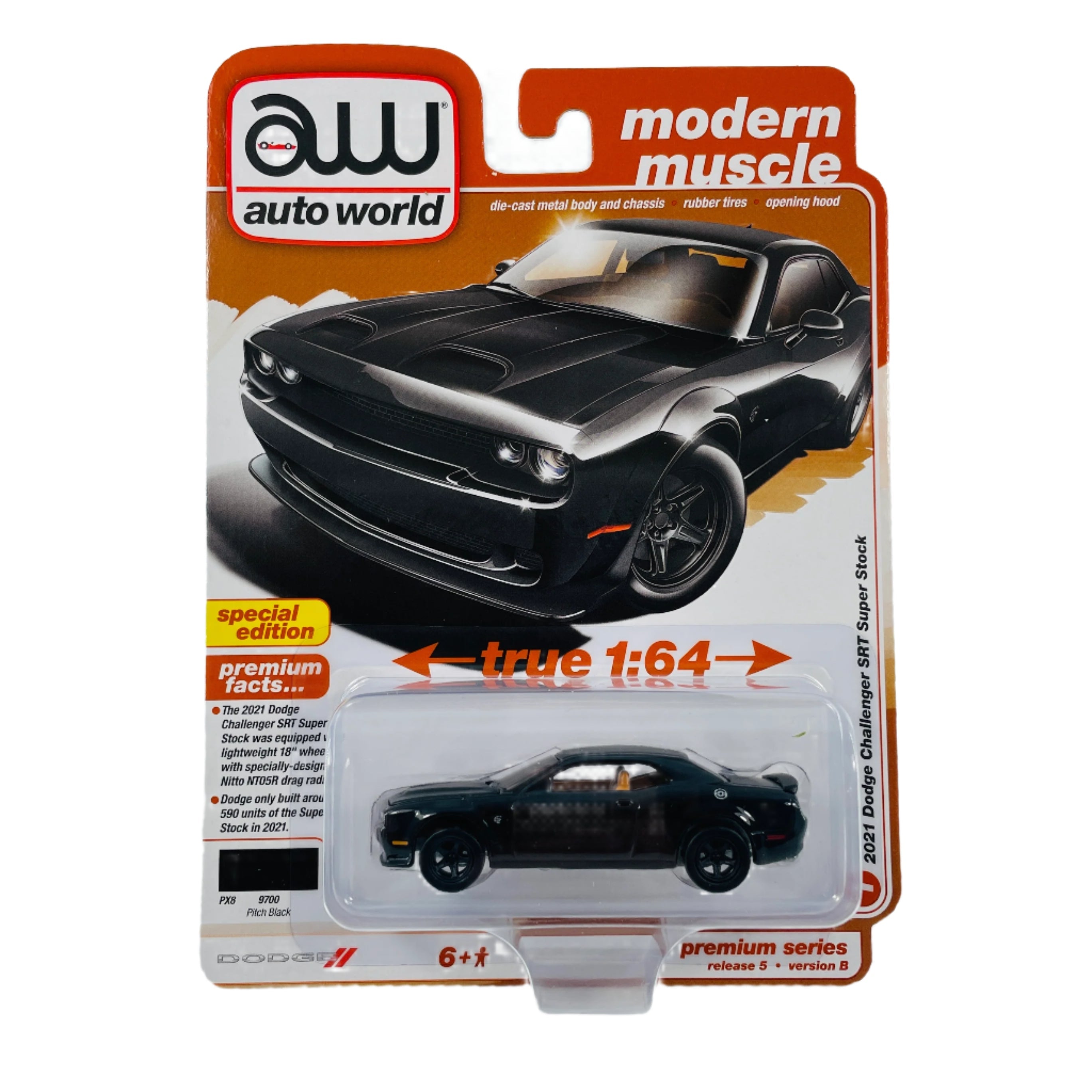 2021 Dodge Challenger SRT Super Stock 1/64 Diecast Car von Autoworld R5 Series B