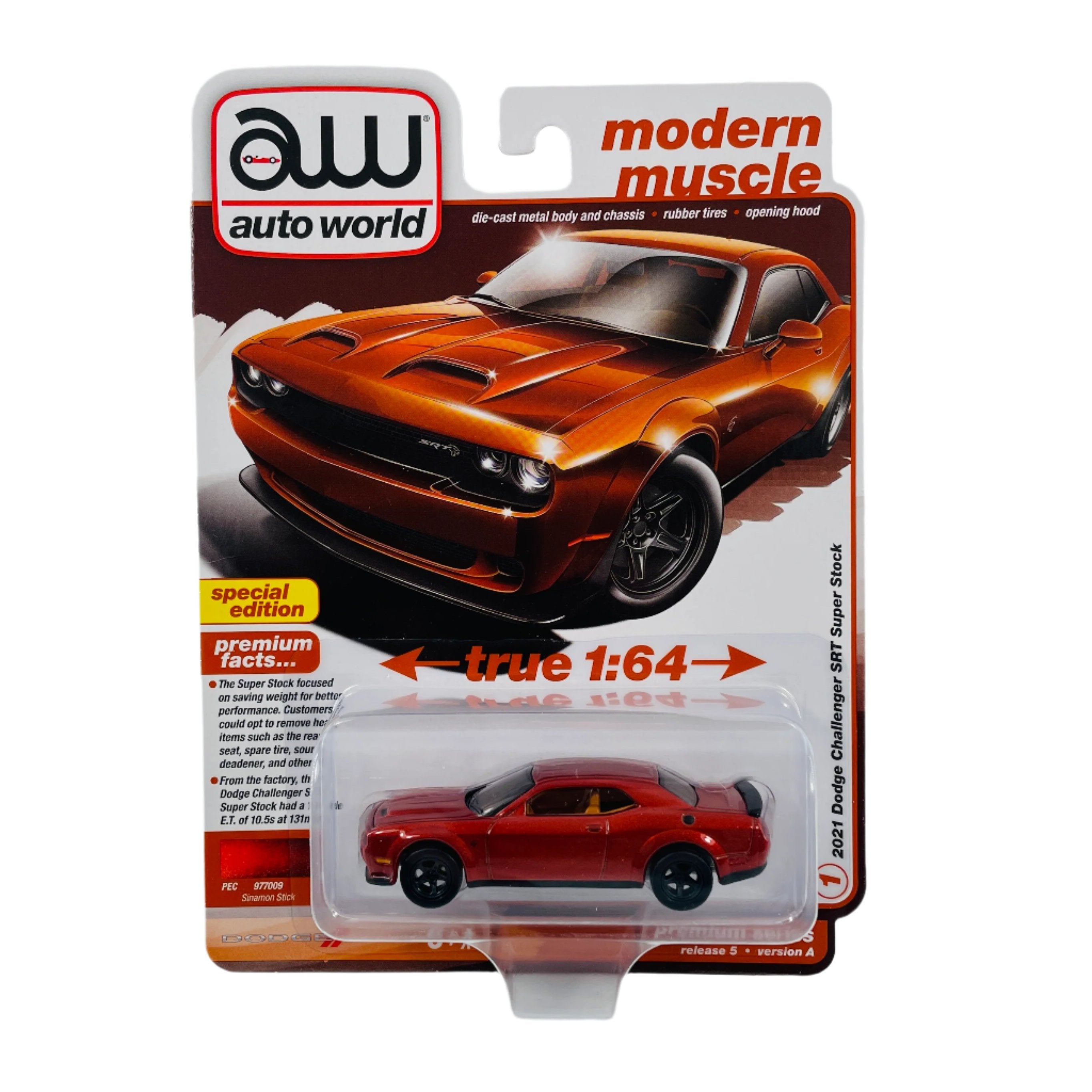 2021 Dodge Challenger SRT Super Stock 1/64 Diecast Car von Autoworld R5 Series A