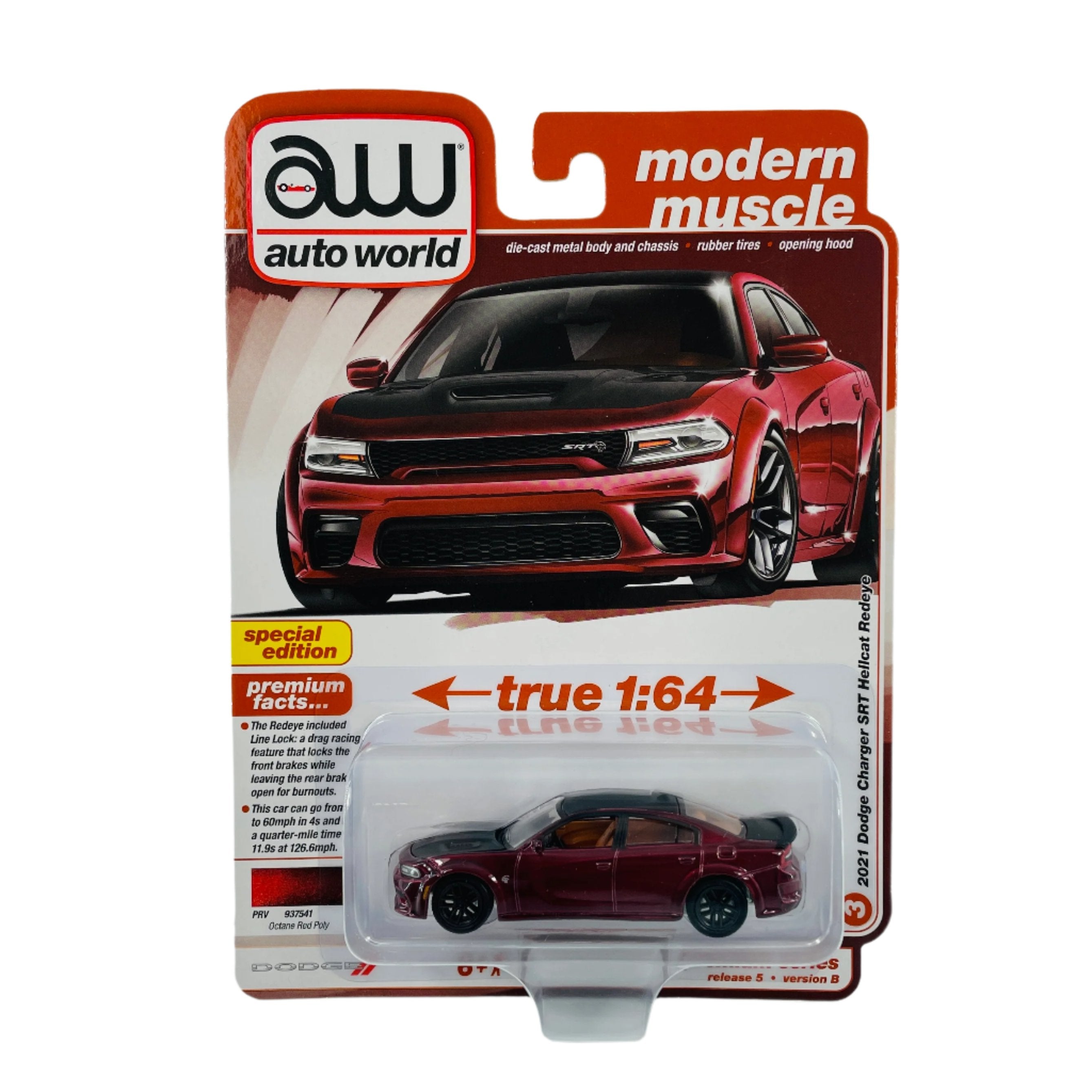 2021 Dodge Charger SRT Hellcat Redeye 1/64 Diecast Car von Autoworld R5 Series B