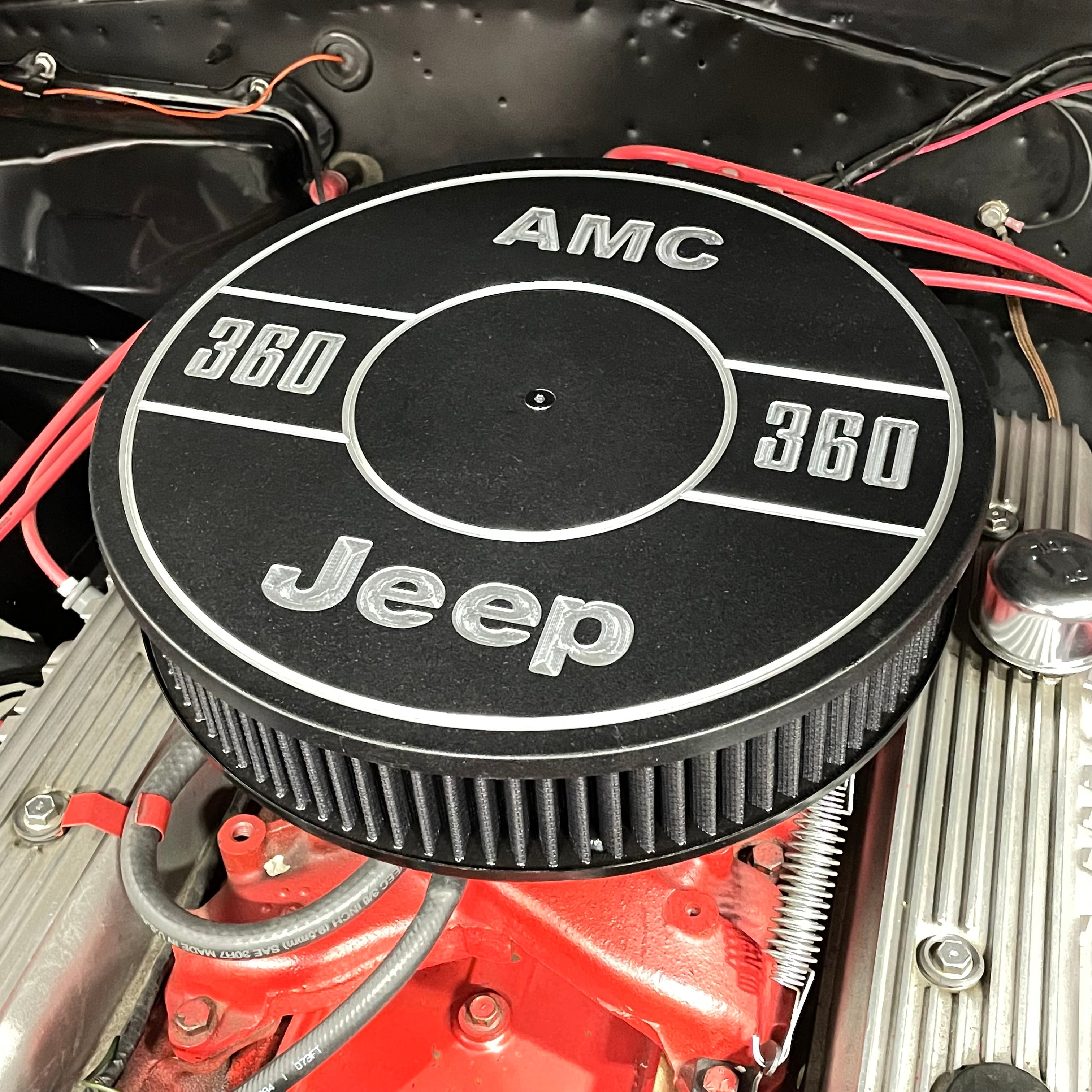 Benutzerdefinierte Gravur Luftreiniger Lid 14' Round passt Jeep CJ AMC 360 V8 Motor