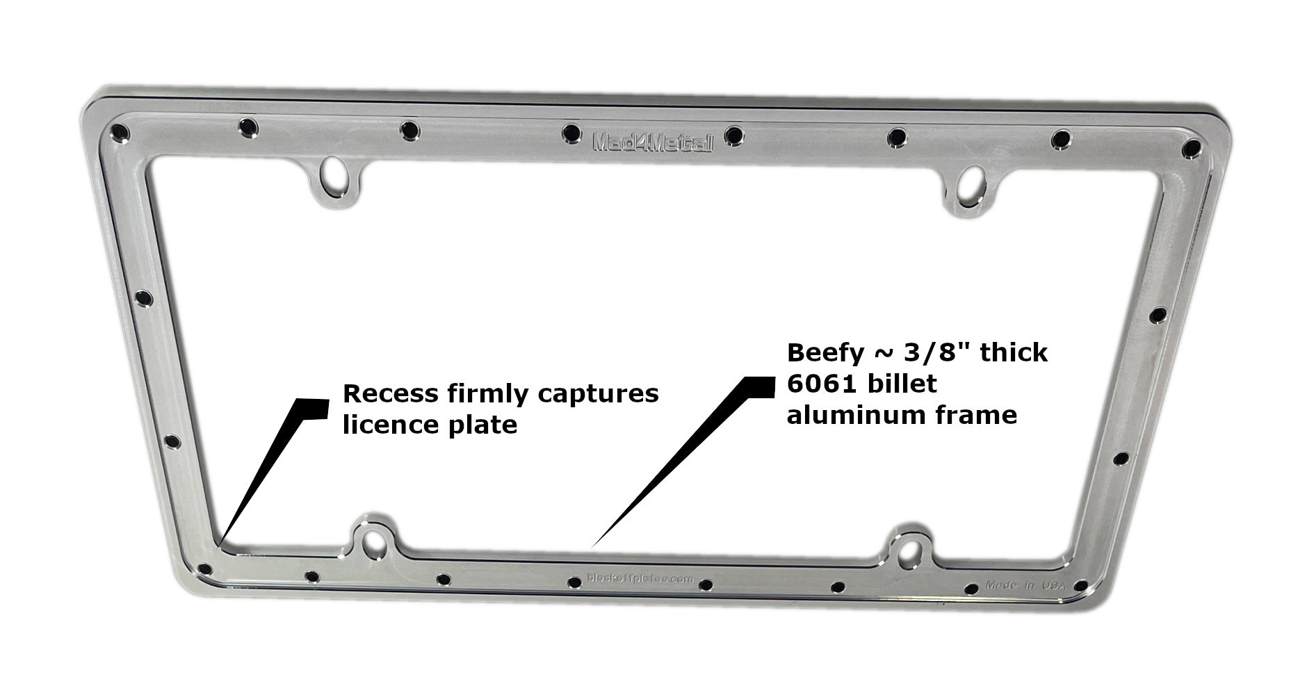 Billet Aluminium Lizenzplattenrahmen | Dick Riegeln Design | Heavy Duty | Made in USA