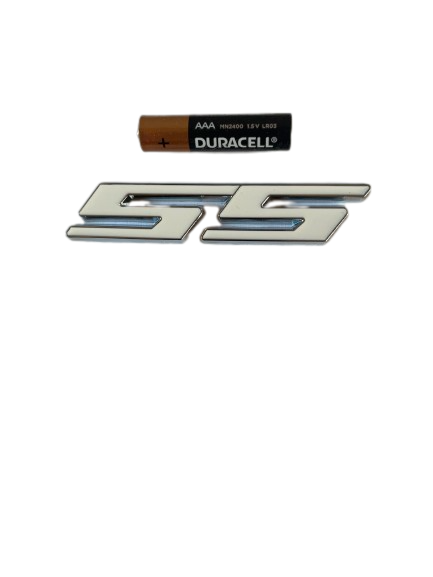 Weiß auf Chrome SS Auto Emblem Badge 3.75 'x 0.75' - Sleek Car Decal Zubehör