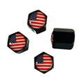 Set von 4 schwarzen Ventil-Stem-Kappen mit amerikanischem Flaggen-Logo - Patriotisches Autozubehör